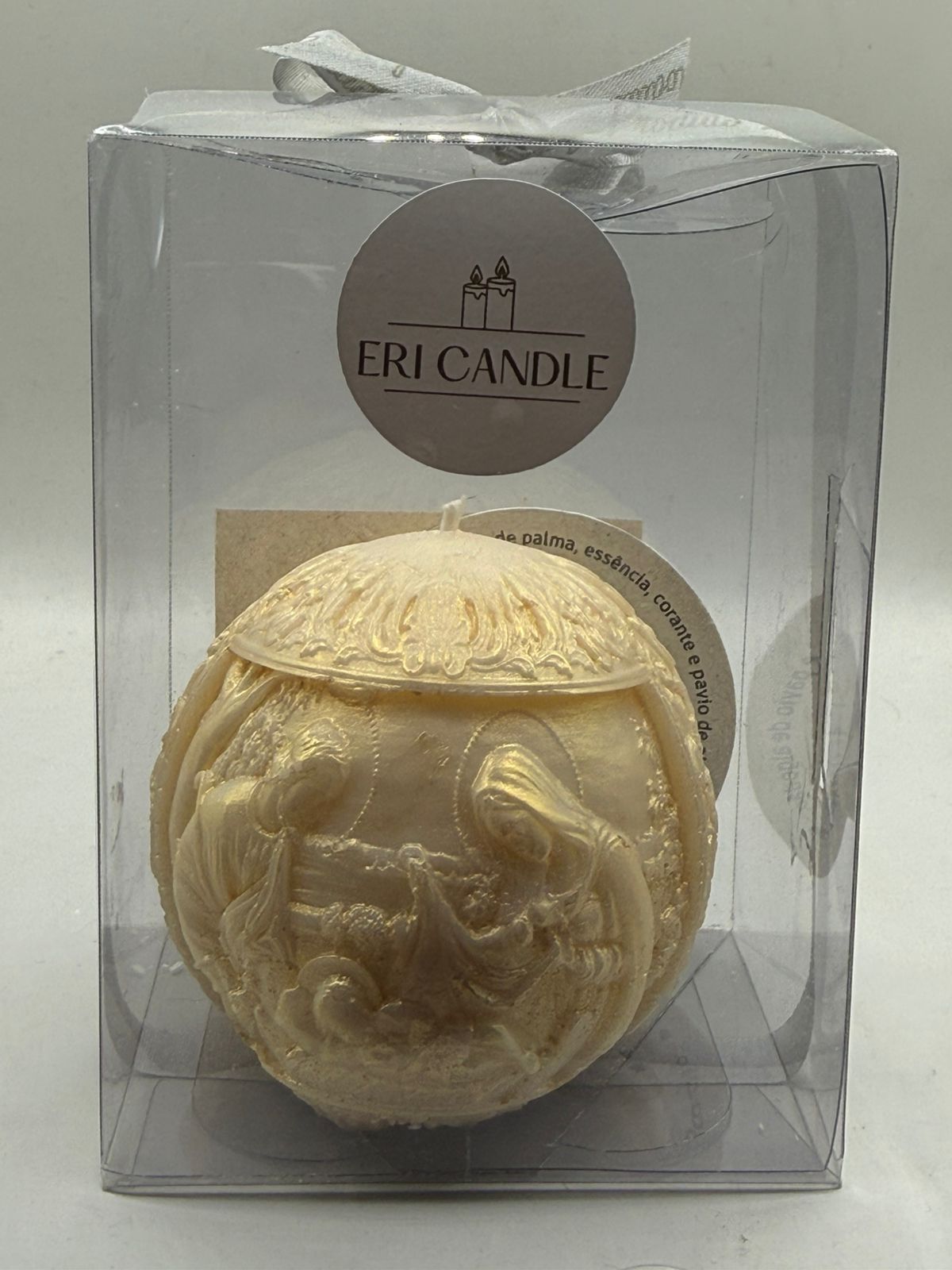 Vela Votiva Natividade 125g – Artesanal em Cera Vegetal, Sem Aroma | Tema Religioso e Decorativo | Eri Botanic