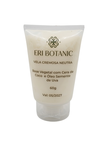 Vela Cremosa Neutra Natural para Hidratação e Massagem 60g em Pote com Textura Suave