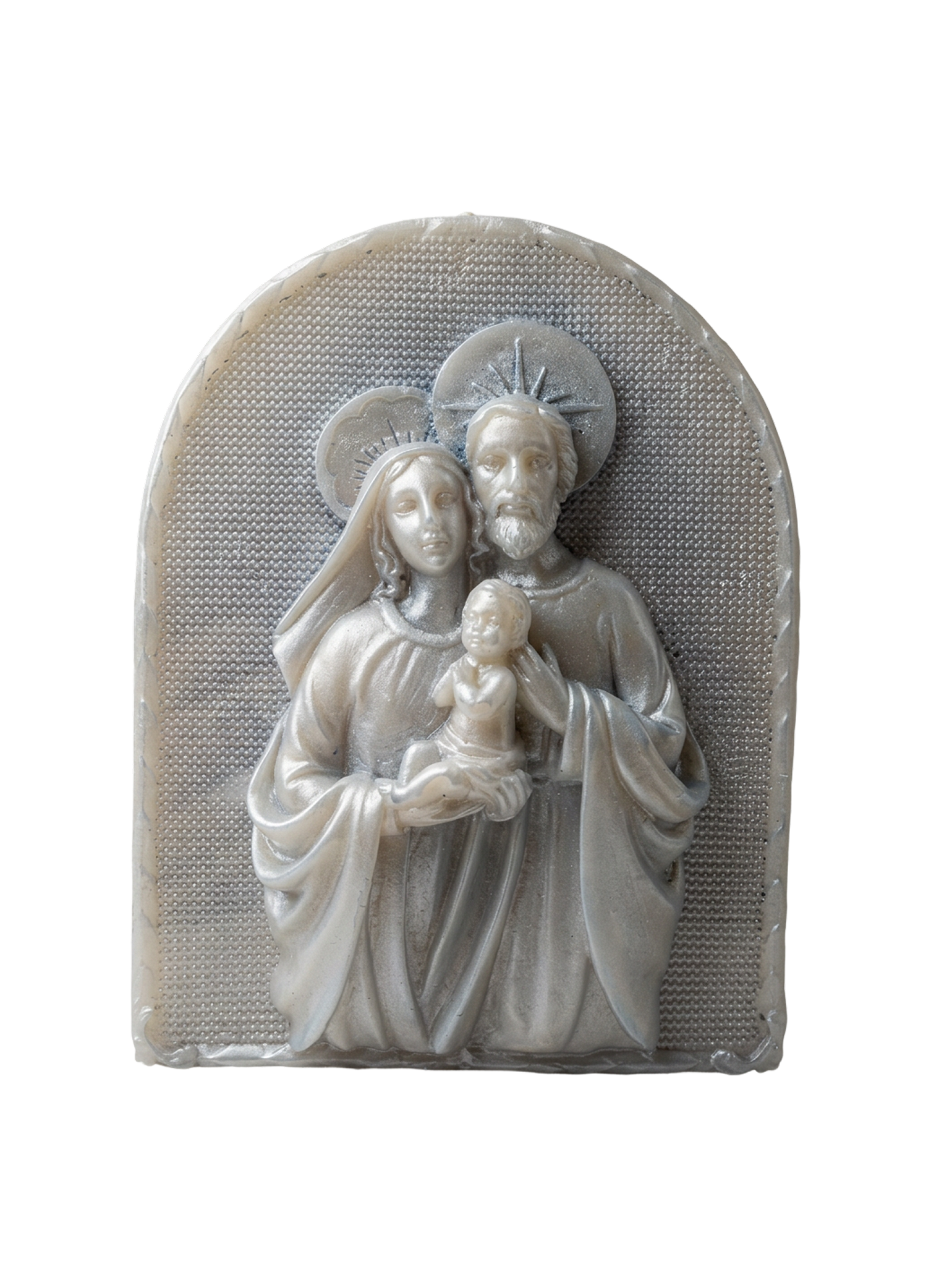 Vela Devocional Votiva Aromática Religiosa Decorativa Fé e Devoção Eri Botanic 15cm (Sagrada Família Prateada)